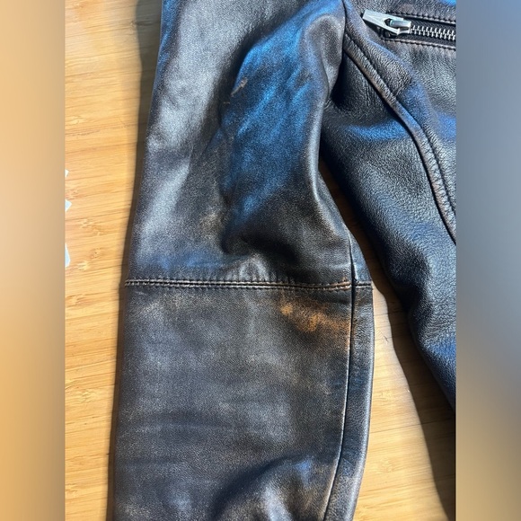 EUC Veda- Brown Leather Distressed Moto Jacket. Size XS - Picture 10 of 13